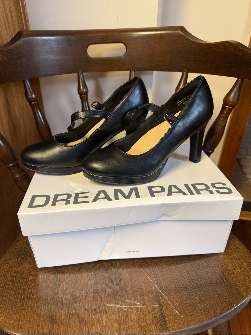 Dream Pairs Black Mary Jane Block Heel Pumps